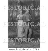 Historical Engraving of Two Pilgrims near the War Path - Black and White Version by Al
