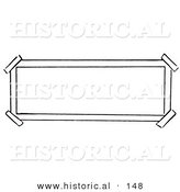Historical Illustration of a Black and White Rectangle Sign with Taped Corners - Outlined Version by Al