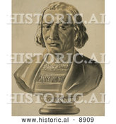 August 8th, 2013: Historical Illustration of a Bust Statue of Christopher Columbus by Al