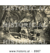 Historical Illustration of a Farm Family and a Horse by Al