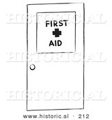 Historical Illustration of a First Aid Medical Door - Outlined Version by Al