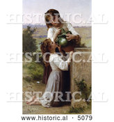 July 16th, 2013: Historical Illustration of a Girl Helping Her Sister Drink Water from a Jar, at the Fountain, by William-Adolphe Bouguereau by Al