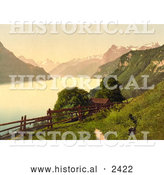 Historical Illustration of a Home on the Shore of Lake Lucerne by Al