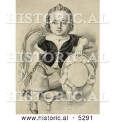 July 19th, 2013: Historical Illustration of a Little Boy or Girl Sitting in a Chair, Holding a Riding Crop and Hat by Al