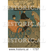 Historical Illustration of a Man in a Carriage, a Dog Alongside by Al