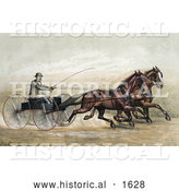 Historical Illustration of a Man, John Murphy, Holding a Whip While Driving Two Trotting Horses at the Gentlemen’s Driving Park in Morissania, New York - July 13th, 1882 by Al
