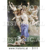 Historical Illustration of a Nude Woman Surrounded by Cherubs and Cupids with Arrows, the Invasion by William-Adolphe Bouguereau by Al