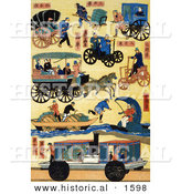 Historical Illustration of a Series of Japanese Transportation by Al
