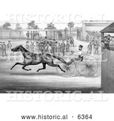 Historical Illustration of a Trotting Horse, John Stewart, on His Twentieth Mile, September 22nd 1868 - Black and White by Al