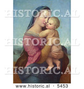 Historical Illustration of a Woman Holding a Baby, Tempi Madonna by Raphael by Al