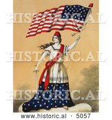 July 16th, 2013: Historical Illustration of a Woman, Portrayed As Lady Liberty, Holding a Sword and American Flag by Al