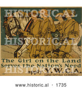 Historical Illustration of a Women with Horses 1918 by Al