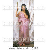 Historical Illustration of a Young Lady Holding a Staff, Young Priestess, by William-Adolphe Bouguereau by Al