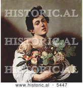 July 20th, 2013: Historical Illustration of a Young Man Holding a Basket of Fruit by Al