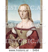 Historical Illustration of a Young Woman with a Baby Unicorn by Al