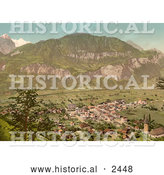 Historical Illustration of Aerial View of Meiringen, Bernese Oberland, Switzerland by Al