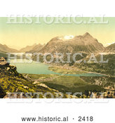 Historical Illustration of Agricultural Lakefront Valley, Switzerland by Al