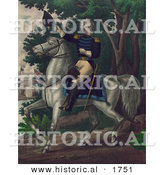 Historical Illustration of Andrew Jackson Riding Horseback with the Tennessee Forces on the Hickory Grounds by Al
