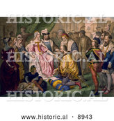 August 7th, 2013: Historical Illustration of Christopher Columbus Kneeling in Front of Queen Isabella I and King Ferdinand V by Al