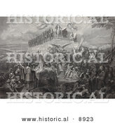 Historical Illustration of Christopher Columbus, Pilgrims, Battles and Presidents - Black and White Version by Al