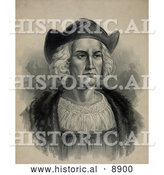 August 10th, 2013: Historical Illustration of Christopher Columbus Wearing a Hat by Al