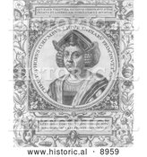 Historical Illustration of Christophorus Columbus - Black and White Version by Al