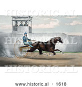 Historical Illustration of Dan Mace Racing and Driving Trotting Horse Judge Fullerton by Al