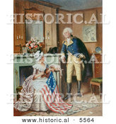 Historical Illustration of George Washington Watching Betsy Ross Sew the American Flag by Al