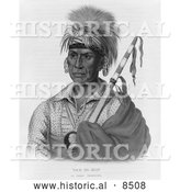 Historical Illustration of Ioway Native American Warrior Named Tah-Ro-Hon - Black and White Version by Al