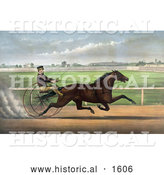 July 10th, 2013: Historical Illustration of J. Bowen Trotting a Horse Named Joe Elliott at Mystic Park in Medford, Massachusetts - June 28th, 1872 by Al