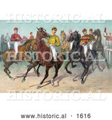 July 11th, 2013: Historical Illustration of Jockeys on Horseback, Ready for a Race by Al