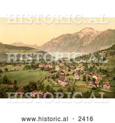 Historical Illustration of Morschach and Axenstein on Lake Lucerne in Switzerland by Al