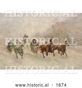 July 16th, 2013: Historical Illustration of People Racing on Horse Drawn Sleighs on a Snowing Winter Day by Al