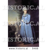 Historical Illustration of Queen Catherine the Great Beside Her Whippet Dog in the Garden of Tsarskoye Selo by Al