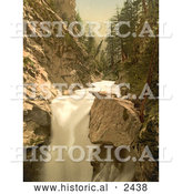 Historical Illustration of River and Waterfall in Gorner Gorge, Switzerland by Al