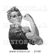 Historical Illustration of Rosie the Riveter - Black and White Version by Al