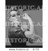 Historical Illustration of Rosie the Riveter - Black and White Version Without Text by Al