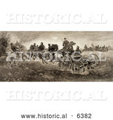 Historical Illustration of Soldiers and Horses Fighting in the Battle of Chancellorsville, Virginia on May 3rd 1863 by Al