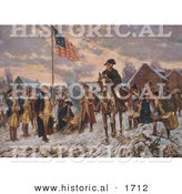 Historical Illustration of Soldiers Watching George Washington on Horseback at Valley Forge by Al