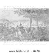 Historical Illustration of the Battle of the Thamas 1813 - Black and White by Al