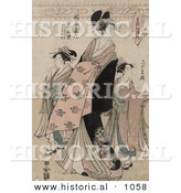 Historical Illustration of the Courtesan Shinateru of the Okamoto-ya by Al