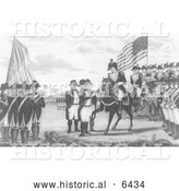 Historical Illustration of the Surrender of Cornwallis at Yorktown 1781 - Black and White by Al