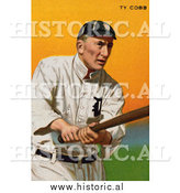 December 28th, 2013: Historical Illustration of Ty Cobb, of the Detroit Tigers, Swinging a Baseball Bat - Vintage Baseball Card by Al