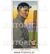 December 28th, 2013: Historical Illustration of Ty Cobb Posing with a Bat - Detroit Tigers Baseball Player - Vintage Baseball Card by Al