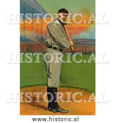 December 28th, 2013: Historical Illustration of Ty Cobb up for Bat - Detroit Tigers - Vintage Baseball Card by Al