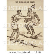 Historical Illustration of Uncle Sam Giving the $3,000,000,000 Punch - Liberty Bond by Al