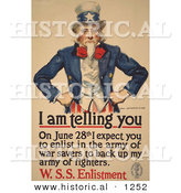 Historical Illustration of Uncle Sam: I Am Telling You to Enlist in the Army by June 28th by Al