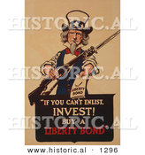 Historical Illustration of Uncle Sam: if You Can't Enlist, Invest! Buy a Liberty Bond by Al