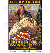 Historical Illustration of Uncle Sam: It's up to You - Protect the Nation's Honor - Enlist Now by Al