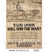 Historical Illustration of Uncle Sam: Team Work Will Win the War! by Al